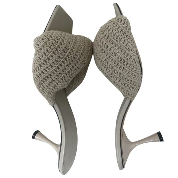 Studio Amelia Crochet Twisted Front Mules Heels Open Toe Slip On Leather Size 7 - Picture 8 of 12